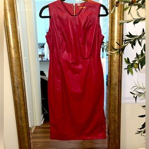 Women’s Red Leather Calvin Klein Dress, NWT, Size 6
